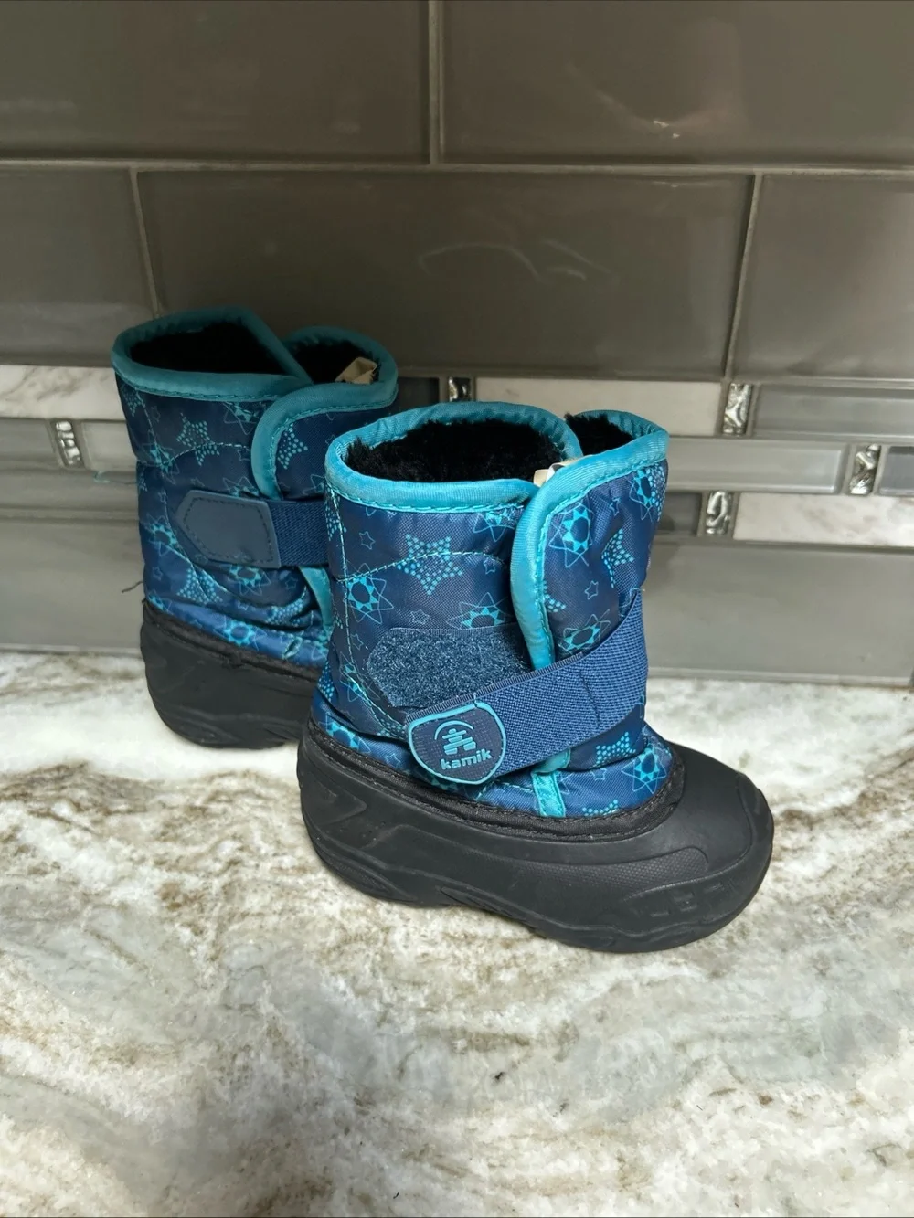 Kamik Snowbug  Blue Winter Fur Lined Snow Boots Toddler Unisex Sz 7 Waterproof.
